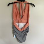 Cupshe Women’s‎  Peach Black White Stripe One-piece Swimsuit Size Large NEW Photo 12