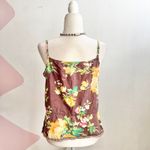 Love Squared Brown Floral Lace Trim Tank Top Y2K 2000s Cottagecore‎ Boho Vintage Medium Photo 1