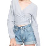 Brandy Melville  John Galt Coco Wrap Top in Blue Pinstripe Photo 1