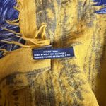 100% Wool Inouïtoosh “Walter” Wool Scarf – Navy & Mustard Buffalo Design Yellow Photo 7