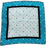 Vintage Turquoise Polka Dot Silk Square Scarf Blue White Black Unique Pattern Photo 5