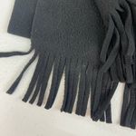 NY women's solid black tassel fringe fleece soft warm winter scarf fashion gear Photo 2