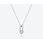 Boutique White Gold Filled Heart Lock Diamond Simulate Pendant Necklace NEW Photo 10