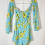 ASOS Swim | Blue Lemon Print Off-The-Shoulder Swim Romper Coverup Photo 4