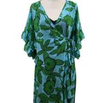 CAbi  Derby Wrap Dress with Slip Dress Womens Size Small Style 5815 Tidal Floral Photo 2
