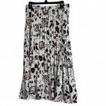Talbots  Black/Red Floral Pleated Midi A-Line Full Flowy Paisley Skirt size 8 Photo 2