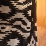 Black White Geometric Print Scarf Ikat Lightweight Fringe Shawl Wrap Boho Indie Photo 3