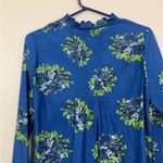 Lucky Brand Blue Green Floral Print Long Sleeve Button Front Blouse Size Small Photo 5
