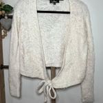 Lulus Long Sleeve Fuzzy Open Tie Front Cardigan White Size X Small Photo 0