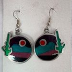 Ninibah Sterling Silver Resin Desert Scene Cactus Dangle Earrings and Pin Brooch Photo 4