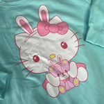 Hello Kitty  Large NWT Pink Teal Bunny Easter Pullover Sweatshirt Cute‎ Kawaii Photo 2