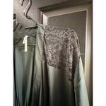 Soma  Women's Green Satin Lace Long Robe Size S/M Photo 4