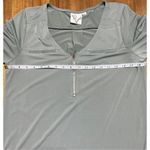 Women’s dressy casual sage green top quarter zip roll tab sleeves size small Photo 5