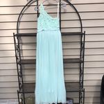 David's Bridal One-Shoulder Lace Maxi Dress in Mint 12 David bridal Photo 1