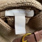 Banana Republic 100% Cotton Knit Waffle Poncho Mock Neck Gold Buckle Photo 1