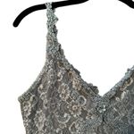 Vintage Mesh Floral Lace Sheer Lingerie Bodysuit 80s Sexy Coquette Size Small Blue Photo 3