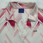 Le Tigre Sleeveless Golf Polo Shirt Pink Chevron Print Athletic XL Photo 3