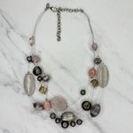 Chico's Beaded Triple Strand Wire Silver Tone Mixed Bead Statement Necklace β¨ Photo 1