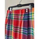 Talbots Vintage Madras Plaid Wrap Midi Skirt Size 14 Cotton Preppy Retro Color Photo 1