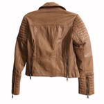 7 For All Mankind Tan Leather Moto Jacket Photo 4