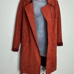Solitaire  Anthropologie Long Wrap Jacket Coat Rust Orange size Medium with belt Photo 4