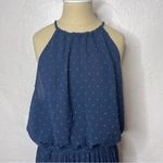 PRETTYGARDEN NWOT Pretty Garden Size XXL Navy Blue Dress Eyelet Halter Aline Midi Accordion Photo 2