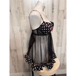 Victoria's Secret Victoria’s Secret Black Polka Dot Babydoll Lingerie with Pink Bow – Size 36C Photo 3