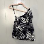 Shoshanna Carmona Navy Leaf Jacqueline Silk One Shoulder Tropical Top XS Photo 2