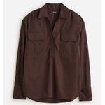Madewell Utility Long Sleeve Popover Shirt Dark Carob Stretch Cotton XXS NWT Photo 4
