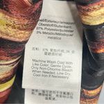 DKNY  Metallic Brushstroke Blouse Long Sleeve Split Neck Black Red Size M Photo 5