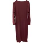 Cider Solid Square Neck Long Sleeve Ribbed Midi Dress in Wine Size XL Photo 4