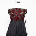 Adrianna Papell  - Rose Beaded Velvet Tulle Fit & Flare Dress Photo 7