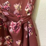 ASTR  The Label Maroon Floral Wrap Front Mini Dress Womens XS Fall Boho Ruched Photo 1