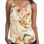 White House | Black Market WHBM Havana Tropical Print Satin Racer back Camisole in Yellow Multi sz xs Photo 0
