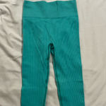 Teal Ribbed Sports Bra and Leggings Set Blue Size XS Photo 0