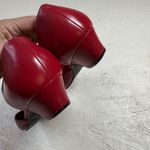 Valley Lane Women Red Leather T Strap Heels Pointed Toe Buckle Ankle Strap Shoes Size 6 Photo 1