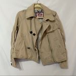 Juicy Couture Tan Ruffled Pea Coat Womens S Jacket Coquette Y2K Utility Full Zip Photo 0