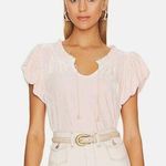 Free People  Terese‎ Top Pink Tint Flutter Short Sleeves Size M Photo 0