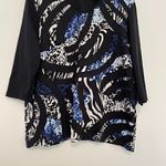 ALFRED DUNNER Black White Blue Cheetah Leopard Animal 3D Stripe 3/4 Sleeve Top L Size L Photo 3