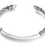 Boutique Unisex Twist Bar 925 Sterling‎ Silver Cuff Bracelet, Adjustable Photo 0