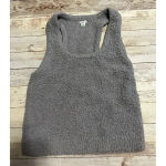 Aerie  Cropped Sherpa Sleeveless Tank Size Small Gray Fuzzy Top Photo 0