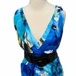 Corey P. Sleeveless Floral Tropical Print Mini Dress Belt Mini‎ Dress Blue 10 Blue Photo 3