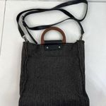Most Wanted MW Crossbody Bag Woven Style Wood Handle Bag Adjustable Strap Black Photo 1