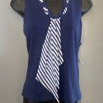Lauren Ralph Lauren navy cotton knit tank with silk scarf size PP Blue Photo 0