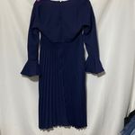 NWT ASOS MATERNITY DRESS WO SIZE 6. NAVY PLEATED DRESS EMBROIDERED FLORAL DESIGN Blue Photo 11