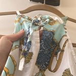 Vintage Liquid | Halter Blouse Top Chain White Blue Gold Small Size 6 Photo 3