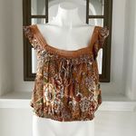 Rachel Zoe Floral Baloon Top Cropped Ruffled Shoulder Sleeveless Size M NWT Photo 4