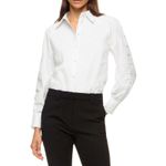 Prabal Gurung x RTR Poplin Split Sleeve Tuxedo Shirt in White, Size US 4 White Photo 1
