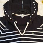 Lacoste Black and White Striped Hoodie, 3/4 sleeve, Size 42 (10/L) Photo 5