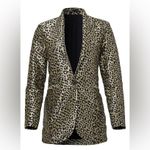 Venus NEW Leopard Jacquard Blazer COLOR Black & Gold Photo 7